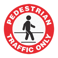 Panneau de signalisation au sol  Pedestrian Traffic Only , Adh&eacute;sif, Anglais avec pictogramme Distribution Jean Lapalme