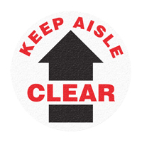 Panneau de signalisation au sol  Keep Aisle Clear , Adh&eacute;sif, Anglais avec pictogramme Distribution Jean Lapalme