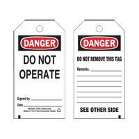 Lockout Tags, Plastic, 3" W x 5-3/4" H, English Distribution Jean Lapalme