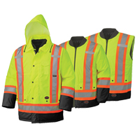 5021BB Waterproof 6-in-1 Safety Parka, High Visibility Lime-Yellow, 2X-Large Distribution Jean Lapalme