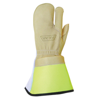 Lineman's 3-Finger Gloves, Medium, Grain Cowhide Palm Distribution Jean Lapalme
