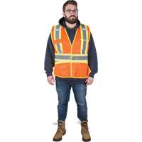 Flame-Resistant Surveyor Vest, High Visibility Orange, Medium, Polyester Distribution Jean Lapalme