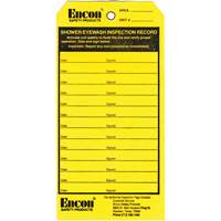 Emergency Shower & Eyewash Inspection Record Tag, Cardstock, 3-1/8" W x 6-1/4" H, English Distribution Jean Lapalme