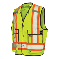 Veste de s&eacute;curit&eacute; pour arpenteur, Jaune lime haute visibilit&eacute;, T-Grand, Polyester Distribution Jean Lapalme