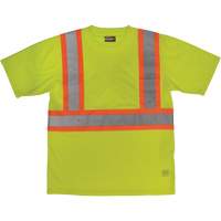 T-shirt de s&eacute;curit&eacute; avec poche &agrave; manches courtes, Polyester, Grand, Jaune lime haute visibilit&eacute; Distribution Jean Lapalme