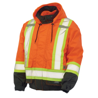Blouson d'aviateur de s&eacute;curit&eacute; 3-en-1, Polyester/Polyur&eacute;thane, Orange haute visibilit&eacute;, Grand Distribution Jean Lapalme