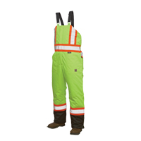 Salopettes de s&eacute;curit&eacute; doubl&eacute;e, Polyester/Polyur&eacute;thane, Grand, Jaune lime haute visibilit&eacute; Distribution Jean Lapalme