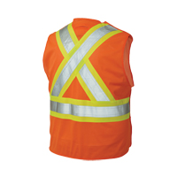 Veste de s&eacute;curit&eacute; d&eacute;tachable en cinq points, Orange haute visibilit&eacute;, Grand/T-Grand, Polyester Distribution Jean Lapalme