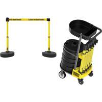 PLUS Barrier Post Cart Kit with Tray, 75' L, Metal, Yellow Distribution Jean Lapalme