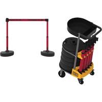PLUS Barrier Post Cart Kit with Tray, 75' L, Metal, Red Distribution Jean Lapalme