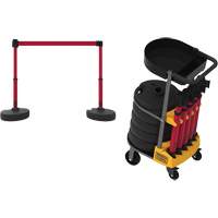PLUS Barrier Post Cart Kit with Tray, 75' L, Metal, Yellow Distribution Jean Lapalme
