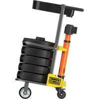 PLUS Barrier Post Cart Kit with Tray, 75' L, Metal, Orange Distribution Jean Lapalme