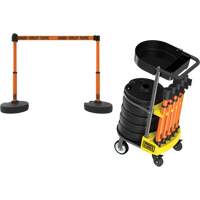 PLUS Barrier Post Cart Kit with Tray, 75' L, Metal, Orange Distribution Jean Lapalme