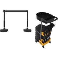 PLUS Barrier Post Cart Kit with Tray, 75' L, Metal, Black Distribution Jean Lapalme