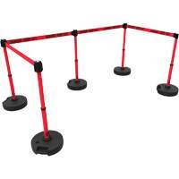 Ensemble de cinq montants pour barri&egrave;re PLUS, Plastique, 42" h, Ruban Rouge, Longueur du ruban 15' Distribution Jean Lapalme