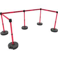 Ensemble de cinq montants pour barri&egrave;re PLUS, Plastique, 42" h, Ruban Rouge, Longueur du ruban 15' Distribution Jean Lapalme