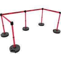 Ensemble de cinq montants pour barri&egrave;re PLUS, Plastique, 42" h, Ruban Rouge, Longueur du ruban 15' Distribution Jean Lapalme