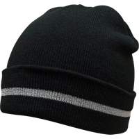 Bonnet en tricot avec bande r&eacute;fl&eacute;chissante argent&eacute;e, Taille unique, Noir Distribution Jean Lapalme