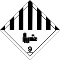 &eacute;tiquettes de manutention de mati&egrave;res dangereuses du d&eacute;partement des Transports, 4" lo x 4" la, Noir sur blanc Distribution Jean Lapalme