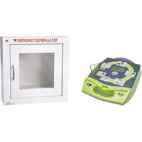 AED Plus&reg; Defibrillator with Alarmed Flush Wall Cabinet, Automatic, English, Class 4 Distribution Jean Lapalme
