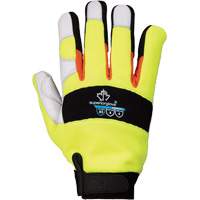 Gants de m&eacute;canicien &agrave; haute visibilit&eacute; ClutchGear, Paume Cuir fleur de ch&egrave;vre, Taille Moyen Distribution Jean Lapalme