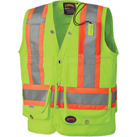 6696 Surveyor's Safety Vest, High Visibility Lime-Yellow, Small, Polyester Distribution Jean Lapalme