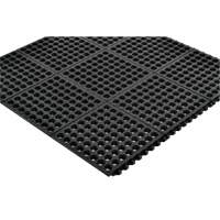 Tapis antifatigue &agrave; imbrication Cushion-Ease 550, &agrave; fentes, 3' x 3' x 3/4", Noir, Caoutchouc Distribution Jean Lapalme
