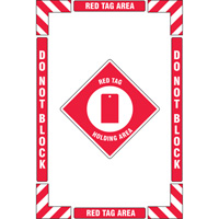 "Red Tag Holding Area" Floor Marking Kit, Adhesive, English with Pictogram Distribution Jean Lapalme