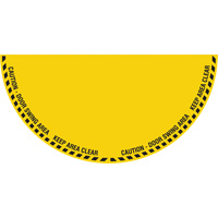 "Caution" Half Circle Swing Door Floor Sign, Adhesive, English with Pictogram Distribution Jean Lapalme