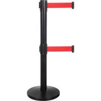 Dual Belt Crowd Control Barrier, Steel, 35" H, Red Tape, 7' Tape Length Distribution Jean Lapalme
