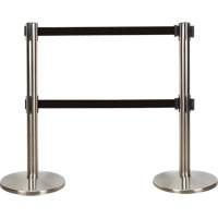 Dual Belt Crowd Control Barrier, Steel, 35" H, Black Tape, 7' Tape Length Distribution Jean Lapalme