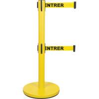 Dual Belt Crowd Control Barrier, Steel, 35" H, Yellow Tape, 7' Tape Length Distribution Jean Lapalme
