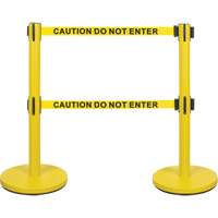 Dual Belt Crowd Control Barrier, Steel, 35" H, Yellow Tape, 7' Tape Length Distribution Jean Lapalme