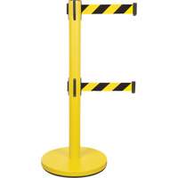 Dual Belt Crowd Control Barrier, Steel, 35" H, Black/Yellow Tape, 7' Tape Length Distribution Jean Lapalme