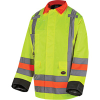 6040 Quebec Winter Traffic Control Jacket, Polyester, High Visibility Lime-Yellow, X-Small Distribution Jean Lapalme