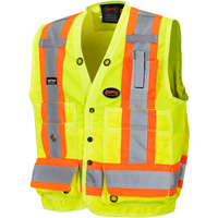 6693 Surveyor's Safety Vest, High Visibility Lime-Yellow, Small, Polyester Distribution Jean Lapalme