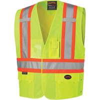 131 Safety Vest with Adjustable Sides, High Visibility Lime-Yellow, Large/X-Large, Polyester Distribution Jean Lapalme