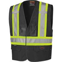 135 Safety Vest with Adjustable Sides, Black, Large/X-Large, Polyester Distribution Jean Lapalme