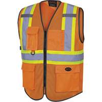 6960 Veste de s&eacute;curit&eacute; &agrave; maille en avant, Orange haute visibilit&eacute;, Moyen, Polyester Distribution Jean Lapalme