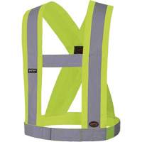 5492 Bretelles de s&eacute;curit&eacute; r&eacute;glable de 4" de large, R&eacute;pond ou surpasse la norme CSA Z96 classe 2 - niveau 2, Jaune lime haute visibilit&eacute;, Couleur r&eacute;fl&eacute;chissante Argent, Taille unique Distribution Jean Lapalme