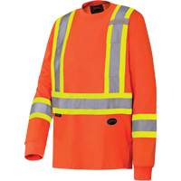 6981 Long-Sleeved Safety Shirt, Cotton, Small, High Visibility Orange Distribution Jean Lapalme