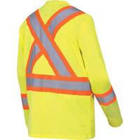 6982 Long-Sleeved Safety Shirt, Cotton, Small, High Visibility Lime-Yellow Distribution Jean Lapalme