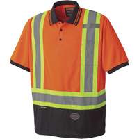 6986 Bird's-Eye Safety Polo Shirt, Polyester, Small, High Visibility Orange Distribution Jean Lapalme