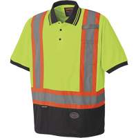 6987 Bird's-Eye Safety Polo Shirt, Polyester, X-Small, High Visibility Lime-Yellow Distribution Jean Lapalme