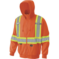 6940 Chandail capuche &agrave; fermeture &eacute;clair, Petit, Orange haute visibilit&eacute; Distribution Jean Lapalme