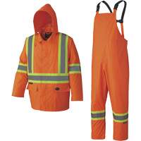 5608 Combinaison de pluie imperm&eacute;able 210D, Polyester/PVC, Petit, Orange haute visibilit&eacute; Distribution Jean Lapalme