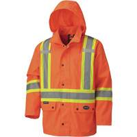 5575A Veste de s&eacute;curit&eacute; imperm&eacute;able avec capuchon amovible 450D, Polyester, Orange haute visibilit&eacute;, Petit Distribution Jean Lapalme