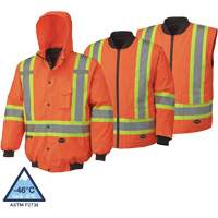 5022 Veste aviateur imperm&eacute;able 7 en 1, Polyester, Orange haute visibilit&eacute;, T-petit Distribution Jean Lapalme