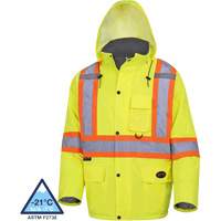 5031 Manteau de s&eacute;curit&eacute; matelass&eacute; imperm&eacute;able, Jaune lime haute visibilit&eacute;, Petit Distribution Jean Lapalme