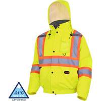 5033 Veste aviateur de s&eacute;curit&eacute; imperm&eacute;able et matelass&eacute;e pour l'hiver, Polyester, Jaune lime haute visibilit&eacute;, Petit Distribution Jean Lapalme